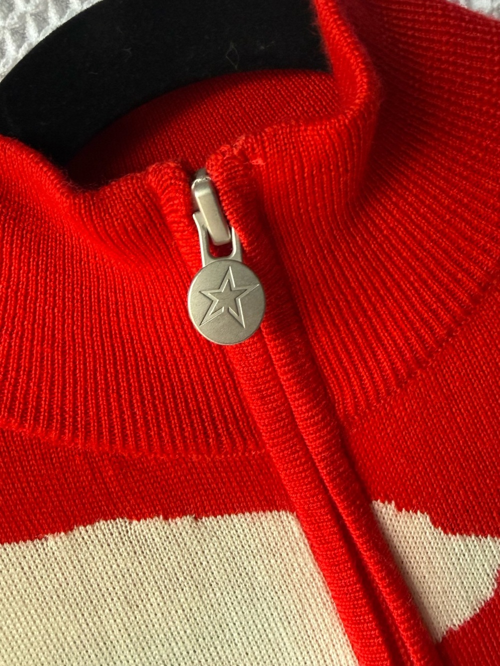 Perfect Moment Red and Cream Polar Bear Print Merino Wool One-Piece - Picture 4 of 5